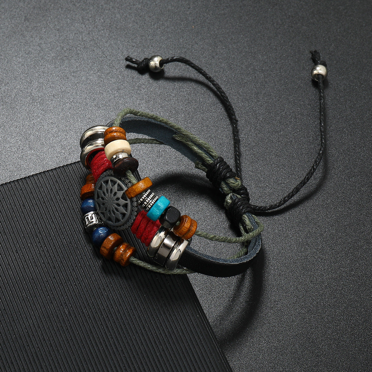 Wholesale Vintage Fashion Sunflower Handmade Beaded Leather Bracelet